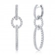 A Pair Of 14K White Gold Diamond Oval Drop Earrings
