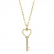 A 14K Yellow Gold Diamond Heart Key Necklace