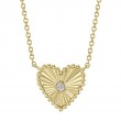 14K Yellow Gold Diamond Bezel Heart Necklace