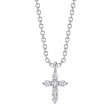 14K White Gold Diamond Cross Necklace - SC55026657