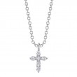 14K White Gold Diamond Cross Necklace