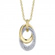 A 14K Yellow And White Gold Necklace Diamond Pave Oval Necklace
