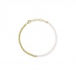 A 14K Yellow Gold Ball And Cultured Pearl Bracelet