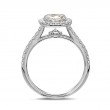 Eli Jewels Point of Love Cushion Halo Semi Mount with Side Diamonds