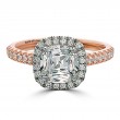 Eli Jewels Point of Love Cushion Halo Semi Mount with Side Diamonds