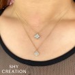 A 14K Yellow Gold Diamond Clover Necklace