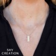 0.06Ct 14K Yellow Gold Diamond Bar Matte Necklace