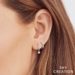 A Pair Of 14K White Gold Pave-Set Diamond, Huggie Hoop Earrings