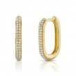 A Pair Of 14K Yellow Gold Oblong Hoop Earrings That Are Set With Diamonds Weighing .18 Carat Total. G/H, Vs-Si