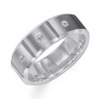 Triton 8mm Tungsten carbide Bevel Edge satin finish comfort fit diamond wedding band with bright vertical cuts