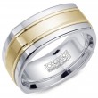A Torque Ring In White Cobalt With A White Gold Center And Polished Line Detailing.