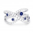 14K White Gold Diamond and Sapphire Right Hand Ring
