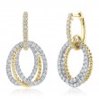 14K White And Yellow Gold Multi Oval Diamond Earrings