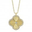 14K Yellow Gold Diamond Clover Necklace
