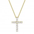 14K Yellow Gold Diamond Cross Necklace .32Ct G/H Vs/Si