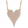0.21Ct 14K Rose Gold Diamond Pave Heart Necklace