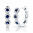 0.15Ct Diamond & 0.30Ct Blue Sapphire 14K White Gold Huggie Earring
