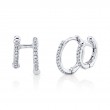 14K White Gold Diamond Double Huggie Earrings .12Ct G/H, Vs-Si