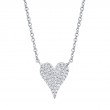 0.11ct 14k White Gold Diamond Pave Heart Necklace