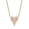 0.11Ct 14K Rose Gold Diamond Pave Heart Necklace