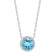 14K White Gold Diamond and Blue Topaz Necklace