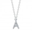 14K White Gold Diamond Necklace Initial A, .04Ct G/H Vs/Si