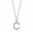 14K White Gold Diamond Necklace Initial C, .04Ct G/H Vs/Si