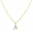 A 14K Yellow Gold Diamond Initial A Necklace