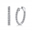 14K White Gold Diamond In And Out Hoop Earrings