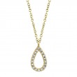 A 14K Yellow Gold, Pear-Shaped Necklace With 18 Sc = .06 Carat In Diamonds. 11.8 X 6Mm, 18