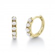 A Pair Of 14K Yellow Gold Huggie Hoop Earrings Measuring 10 Mm In Diameter, That Are Each Set With Five, Cultured Pearls.