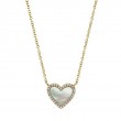 Shy Creation Natural Mother-Of-Pearl Heart Pendant Necklace 1/15 Ct Tw Diamonds 14K Yellow Gold 18