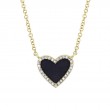 14K Yellow Gold Diamond And Black Oynx Heart Necklace