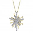 14K Yellow and White Gold Diamond Starburst Pendant Necklace