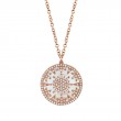 14K rose gold disc style pendant that is set with mother of pearl