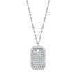 A LadyS 14K White Dog Tag Necklace Set With Diamonds Weighing .90 Carat Total.