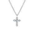14K White Gold Diamond Cross Necklace .25Ct G/H, Vs-Si