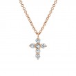 14K Rose Gold Diamond Cross Necklace