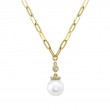 0.05Ct Diamond & Cultured Pearl Link Necklace