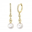 14K Yellow Gold Diamond And Cultured Pearl Drop Earring
