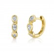 14K Yellow Gold Diamond Pear Bezel Huggie Earrings