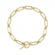 14K Yellow Gold And Diamond Paper Clip Link Bracelet
