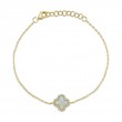 14K Yellow Gold Diamond and Mother Of Pearl Clover Bracelet