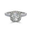 Eli Jewels Point of Love Cushion Halo Semi Mount with Side Diamonds