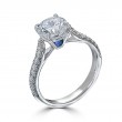 Eli Jewels Sapphire Point of Love Round Semi Mount with Side Diamonds