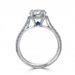 Eli Jewels Sapphire Point of Love Round Semi Mount with Side Diamonds