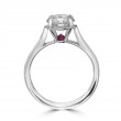 Eli Jewels Ruby Point of Love Round Semi Mount with Side Diamonds