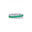 Splendor Stripe Half Circle Ring With Diamonds And Emeralds
