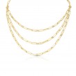 Roberto Coin 18K yellow gold triple strand paperclip chain necklace with round diamonds weighing 0.08 carat total weight