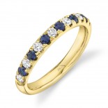 0.30Ct Diamond And 0.30Ct Blue Sapphire 14K Yellow Gold Lady